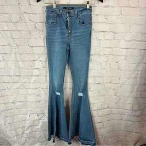 Lucky & Blessed Flare Jeans button fly mid-rise stretch boho western
